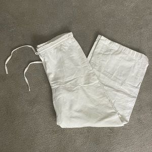 white linen pants